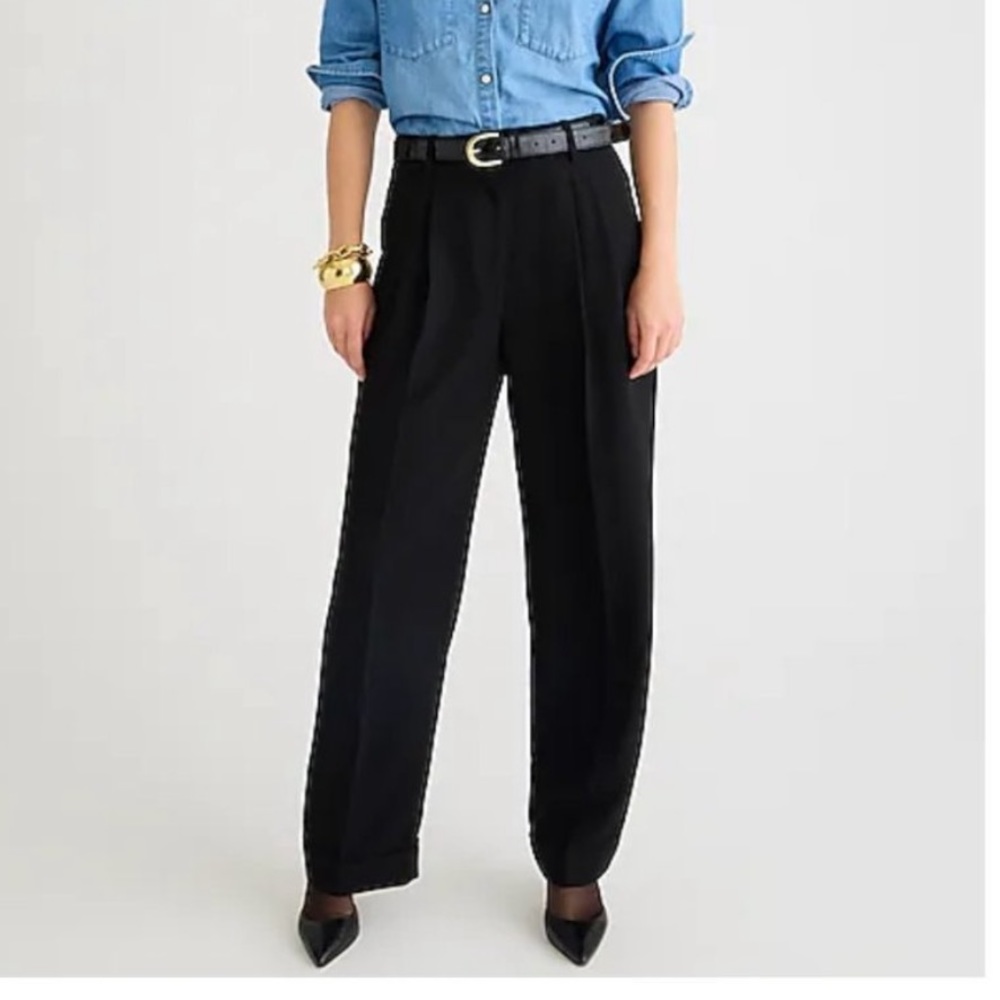 NWT J Crew wide pant in city crepe, black, size 14